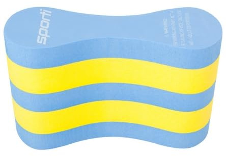 Sporti Pull Buoy for Women & Men Competitive, Swim Trainer Gears EVA 5-Layer Pull Buoy Leg Float - Blue/Yellow/Blue
