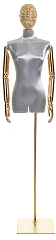 Schaufensterpuppe Weiblich Torso mit Exquisiten Galvanisierten Nagelköpfen Geliefert, Bezogen mit Zartem Seidensatinstoff, Schneiderpuppe Verstellbar Anwendbar auf Kleiderständer, Boutique, Bekleidung
