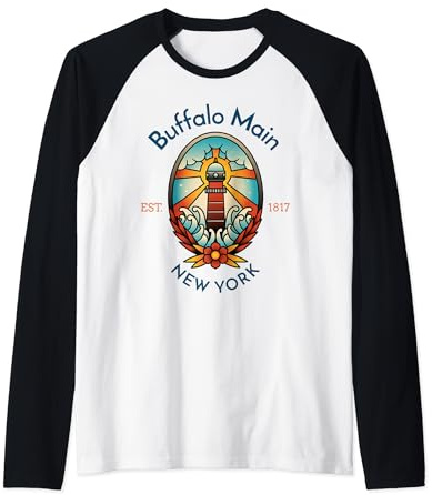 Faro principale di Buffalo, New York Maglia con Maniche Raglan