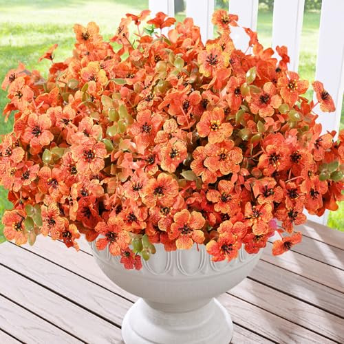 Decoración de otoño, mamás falsas, flores de otoño, 12 paquetes de mamás artificiales para exteriores, resistentes a los rayos UV, flores de otoño, plantas artificiales para decoración para el hogar,