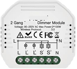 1 Uds. Interruptor de luz 3,0 módulo de relé de interruptor de luz inteligente 1/2/3 Juego(2 Gang Dimmer Switch)
