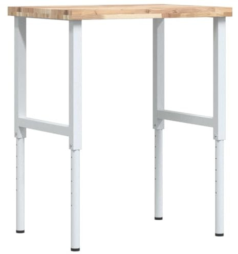 vidaXL Banco Lavoro 80x60x(73-99,5) cm Legno di Faggio Rettangolare, tavolo da lavoro, postazione da lavoro, banco da lavoro in metallo