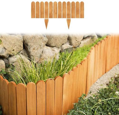 Valla de jardín para jardín, jardín, jardín, jardín, decoración al aire libre, valla corta de madera para césped delantero, valla de paisaje para exteriores.