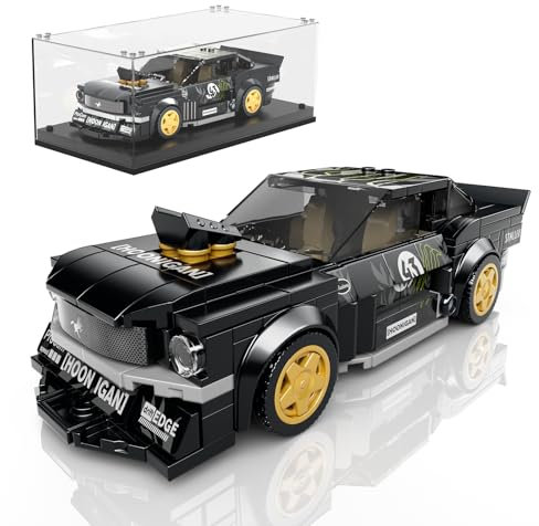Mould King 27024 Speed Champion Rennwagen Bausteine Sportwagen Klemmbausteine mit Acryl-Vitrine Modellautos zum Sammeln (408 Teile)