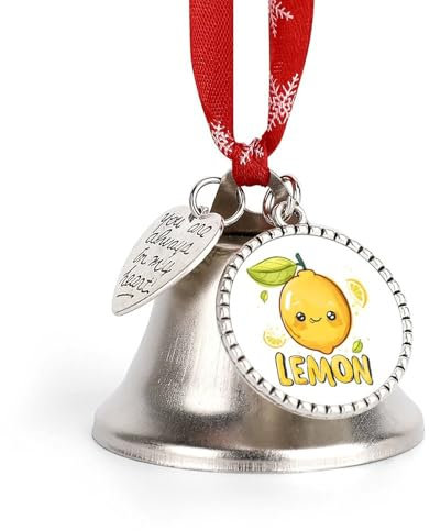 Adorno divertido de campana de Navidad con diseño de frutas de limón para colgar en el árbol de Navidad