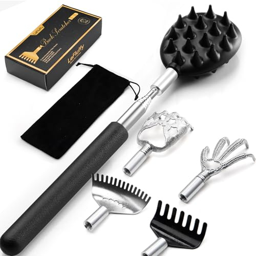 7 Pcs Father‘s Day Gifts Telescoping Back Scratcher with Detachable Heads, Extendable Back Massager Tool for Fathers Day Christmas Easter Gifts for Mom Men Women Funny Gifts