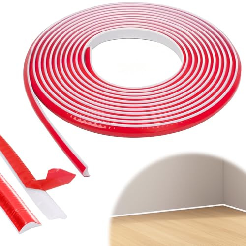 6M TPE Skirting Board Trim Self Adhesive Quadrant Trim Beading for Laminate Flooring Flexible Moulding Wall Corner Trim White Caulk Strip Coving for Ceilings Wall Kitchen Shower(12mm*9mm)
