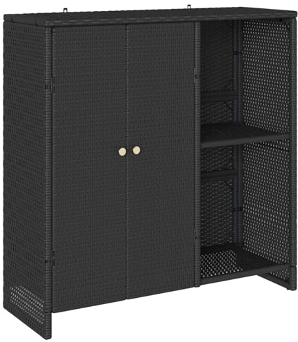 vidaXL Storage Cabinet with Storage Black 100 x 36 x 102 cm Rattan, Living Room Storage, Modern Rattan Cabinet, Functional Multi-Use Furniture, Clean Line Design for Home Organization