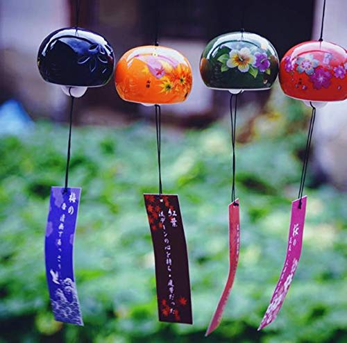SuBeriYi Japanisches Keramik-Windspiel, Glücksglocken, hängende Dekorationen, Windspiel, kreativer Harz-Anhänger, kleine Glocke, Studentenwaren, Heimdekoration, Windspiel, Outdoor