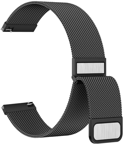 Meliya Bracelet de Montre 20mm pour Montre Connectée Femme Homme, Smartwatch Universelle, Acier Inoxydable en Métal, Bracelets de Rechange de à libération Rapide