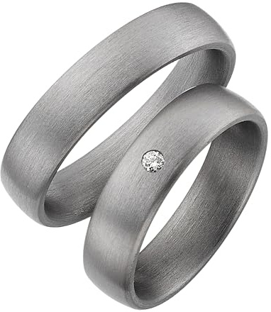 123traumringe Eheringe in Tantal I Edle Partnerringe mit Brillant 0,030 Ct. & Etui I Gravierbare Eheringe mit Ringgröße 50-72mm I In 5mm Breite & 1,9mm Stärke I P41