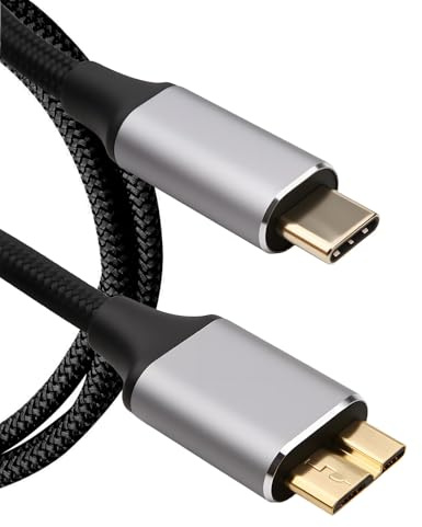 USB C to Micro B Cable (0.5m) USB C Hard Drive Cable USB 3.0 5Gbps to Micro B Nylon Braided Cord Compatible with Seagate WD Toshiba Samsung Portable External Hard Drive Camera and More