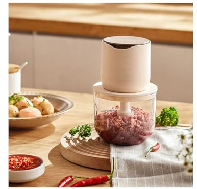 WYJRO Picadora Eléctrica, Robot De Cocina, Multipicadora para Carne, Cuchillas Desmontables De Acero Inoxidable, 600 Ml, USB, para Carne, Verduras, Cebolla, Alimentos Omplementarios