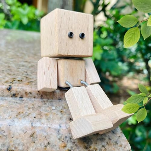 Wackelnde Holzfigur,Wackelnde Holzfiguren,die Mit Magnetischem Sockel Und Design Puppe,Wackelfüße Holzpuppe Auto-Lufterfrischer,Handgefertigte Holz-Auto-Ornamente, Geschenke Für MannFrau,8x5cm