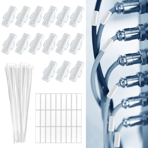 Zithgen 100 PCS Caja de Etiqueta de Cable, Etiquetas de Identificación de Cables Caja de Marcado Impermeable Transparentes con 100 Bridas Etiqueta Cables Electrico para Rotulación y Clasificación
