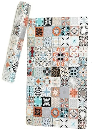 Bricoloco Tappeto Musa 50x80 cm | Design Mosaico Patchwork Piastrelle | Antiscivolo Cucina/Bagno | Gomma naturale e poliestere | Decorazione Boho Chic