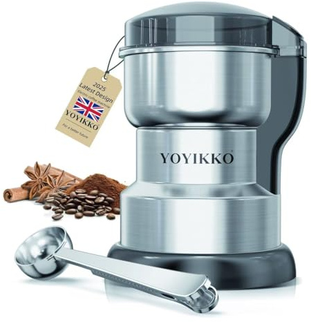 Electric Coffee Grinder 300W, Adjustable Grind, Espresso/Drip/Pour. Coffee Grinder for Coffee, Spices, and Other Foods (silvery-90)