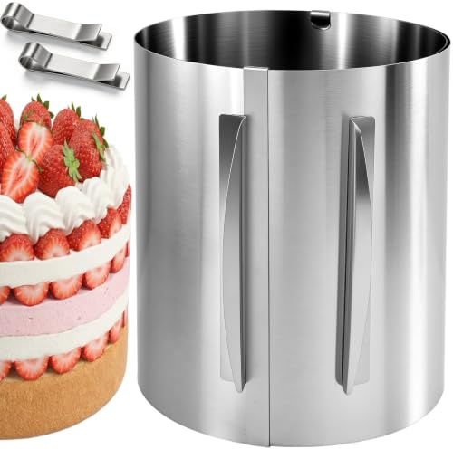 Revkknv Tortenring Verstellbar 20cm Hoch,Backrahmen rund mit Skala,Ø16-30cm | Edelstahl Tortenform Verstellbar, Backring Backrahmen zum Backen und Dekorieren
