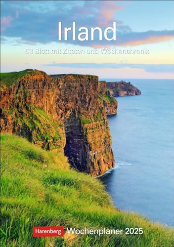 Planificador semanal Irlanda 2025 – 53 hojas con citas y crónica semanal: calendario de pared de paisaje para escribir con 53 impresionantes fotografías de la pared 2025 (planificador semanal
