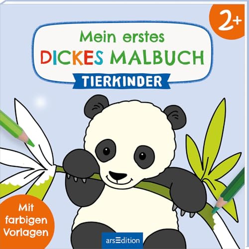 Mein erstes dickes Malbuch ab 2 – Tierkinder: Mit farbigen Vorlagen | Erstes Ausmalen mit einfachen Motiven (Malbuch ab 2 Jahren)