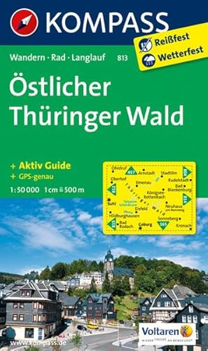 Östlicher Thüringer Wald: Wanderkarte mit Aktiv Guide, Radwegen und Loipen. 1:50000 (KOMPASS Wanderkarte, Band 813)