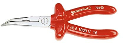 STAHLWILLE 65307160 - Alicate de pinza curva semirredonda con filo 6530 7 160 VDE peso 0,19 Kg.