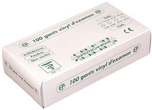 Euro protezione 5706-Confezione da 100 guanti in vinile, polvere uso breve, Bianco, 5706