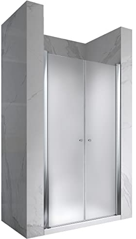 i-flair Duschtür LIMA mit Pendeltüren, 88x185 cm Verstellbereich von 88-92 cm Höhe: 185 cm Nischentür Duschabtrennung aus satiniertem 6mm NANO ESG Sicherheitsglas - DTF 185