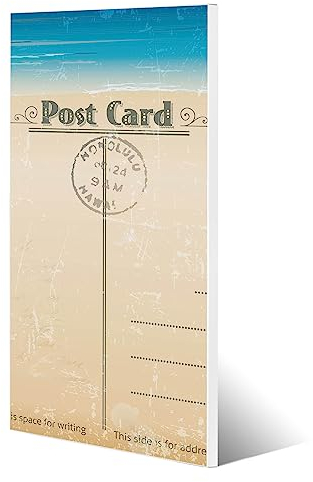 banjado® Magnettafel 37 x 78cm / Magnetwand aus Metall/Magnetpinnwand als Memoboard/Pinnwand Magnettafel Küche, Büro, Kinderzimmer inkl. 4 Magnete & Montageset - Motiv Postkarte