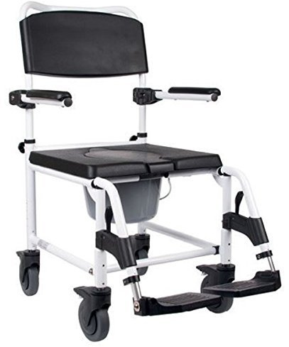 FabaCare Kakadu Toilettenstuhl, fahrbarer Duschstuhl, Toilettenrollstuhl, Rollstuhl mit WC-Eimer, Large, Sitzbreite 50 cm, mit FabaCare Easy To Clean Spezialversiegelung