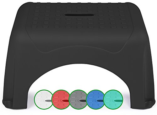 Ondis24 Tritthocker Step Stool Sitzhocker Waschbeckentritt für Kleine mit bis zu 150 kg belastbar (Schwarz), sehr sicherer Stand