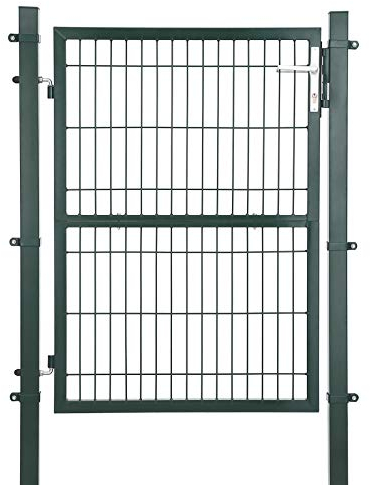 SONGMICS Cancello da Giardino, Cancelletto da Giardino, Acciaio Zincato con Serratura, Porta di 106 x 125 cm (L x H), Tubo Rettangolare, Cancello per Recinzione, Verde GGD175L