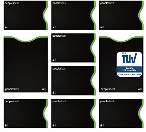 TÜV geprüfte RFID & NFC Blocker Kreditkarten- und Reisepass Schutzhüllen (10 Stück) | stabile EC Kartenhülle gegen Datenklau und unerlaubtes auslesen | dünn & reißfest für 100% Datenschutz (Schwarz)