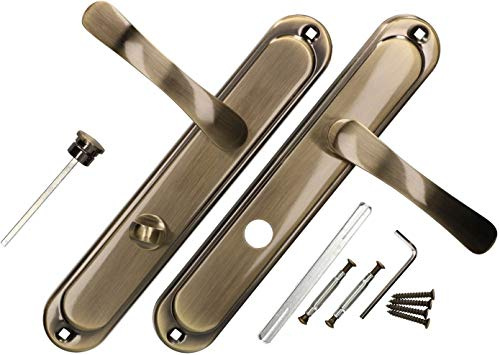 KOTARBAU Dörrhandtag 72 mm För Toalett/Bad - Patin Dörrbeslag Handtagssats Långskylt För Innerdörr Ytterdörr Grindbeslag (Version Toalett)