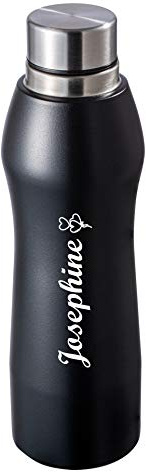 Schmalz® Edelstahl Trinkflasche Gibraltar mit Gravur spülmaschinen geeignet, auslaufgeschützt 860 ml Sport Freizeit Wandern Schule Camping 52456 (schwarz, mit Gravur)