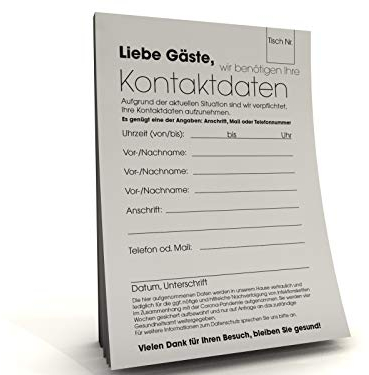 Kontaktdaten-Zettel für Gastronomie in moderner Optik (2500)