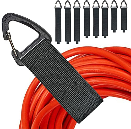 Extension Cord Organizer(8 Pack), Extension Cord Holder for Garage Organization and Storage, Heavy Duty Storage Straps for Cables, Hoses and Ropes, with Triangle Buckle for Hanging, Design Patent