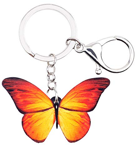 BONSNY Acrylique Mignon Papillon Porte-Clés Pour les Femmes Dames Insectes Bijoux pour les Clés de Voiture Porte-Monnaie Sac À Main Accessoires
