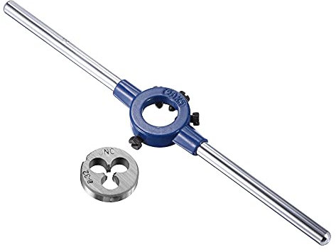 uxcell Jeu de clés à molette rondes 8-32 UNC et porte-matrice 20 mm (capacité : 11-20 mm/M3-M4) avec 4 vis réglables