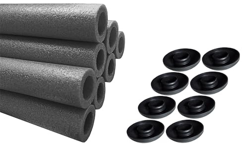 Clever Leon Trampolin Stangenschutz Schaumstoff 180 cm für Trampolinstangen | Schaumstoffrohre aus Polyethylen UV-beständig wasserabweisend stoßdämpfend wiederverwendbar Grün Blau Grau, 8 Stück