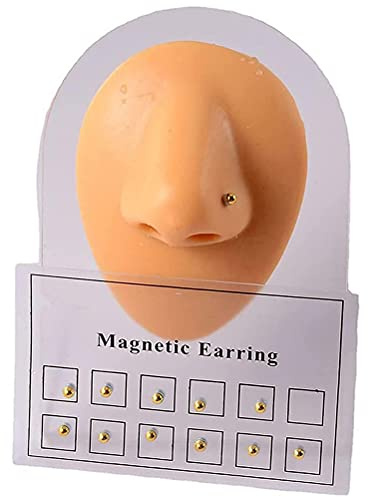 Magnetiska kristall falska örhängen, örhängen näsa läpp naglar klämma örhänge magnet, icke-piercing klämma magnetiskt knoppörhänge magnet näsa öra läpp stud piercingar ringar för män kvinnor 6 par