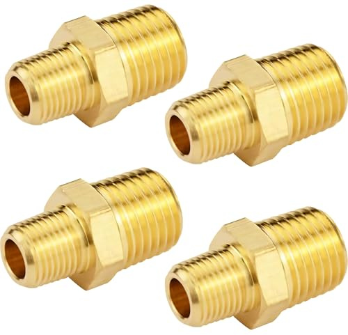 4 Pcs Messing-Rohrverschraubungen, Sechskantbuchsen mit Reduziertem Durchmesser 1/4 BSP Außengewinde x 1/8 BSP Außengewinde Rohrverschraubungen, Industrietauglich
