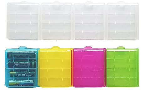 WYAN 8 Stück Kunststoff Batteriebox,für Hausgebrauch,im Freien,auf Reisen | Kunststoff,Maße:6,2×6×1,7cm,5 Farben,ineinandergreifendes Design,praktisch und sicher,langlebig,mit rutschfesten Rillen