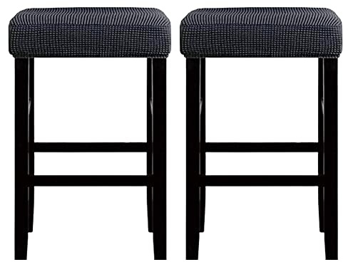 HFCNMY Stool Covers Rectangle,2 Pack Stretch Bar Stool Covers Jacquard Washable Counter Saddle Seat Cover with Elastic Band for Wooden Metal Bench(Dark Grey)