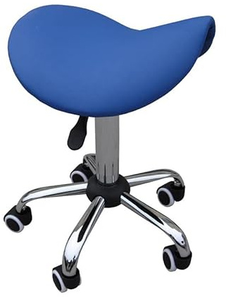 Zen Sattelhocker mit Rollen höhenverstellbar und drehbar - Sattelsitz Friseurhocker, ergonomischer Sattelstuhl Rollhocker für Massageliegen, Kosmetiksalon, Tattoo, Praxis und Büro, (Blau)
