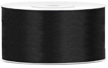 Nastro di raso nero 50 mm x 25 metri – Nastro per fiocchi extra largo, nastro decorativo resistente e nastro per regali per decorazioni funebri, fiocchi funebri, matrimonio e grandi fiocchi