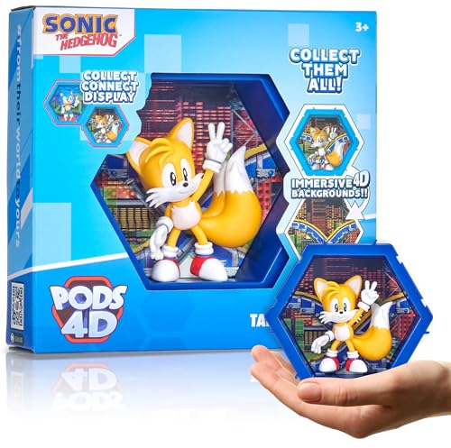 PODS 4D Classic Tails| Figurine Unique à Collectionner à tête branlante Qui éclate de Leur Monde en Le vôtre | Affichage Mural ou étagère | Jouets et Cadeaux Sonic | Série 1 n° 484