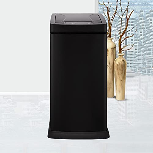 DYPASA Bote de Basura Bote de Basura de Cocina Rectangular de 8 litros con Tapa de Cierre Suave de Acero Inoxidable de Acero Inoxidable Basura de baños Estrechos de baño Papelera (Color : Negro)