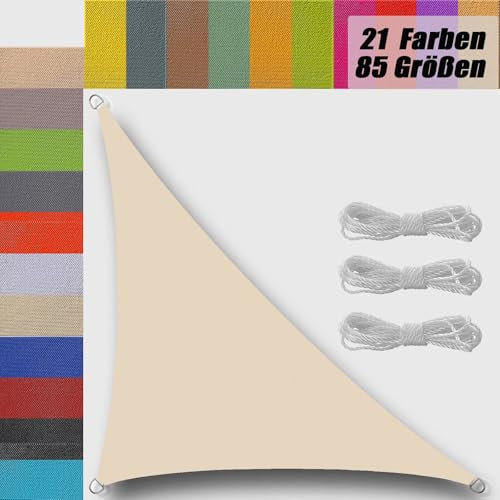 sun shade sails Waterproof Triangle with Free Rope Breathable sun canopy for Garden shade Party Activities Yard Pergola Off-white 2x2x2.8m