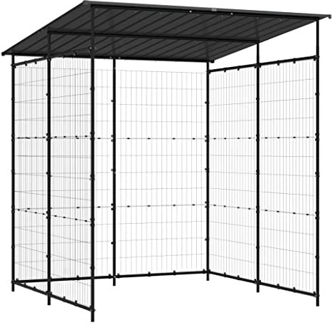 vidaXL Bicycle Shed - Outdoor Metal/Steel Black and Grey Bike Shelter, Inclined Roof, 190x190x222cm Storage for Bicycles/Mopeds/Scooters